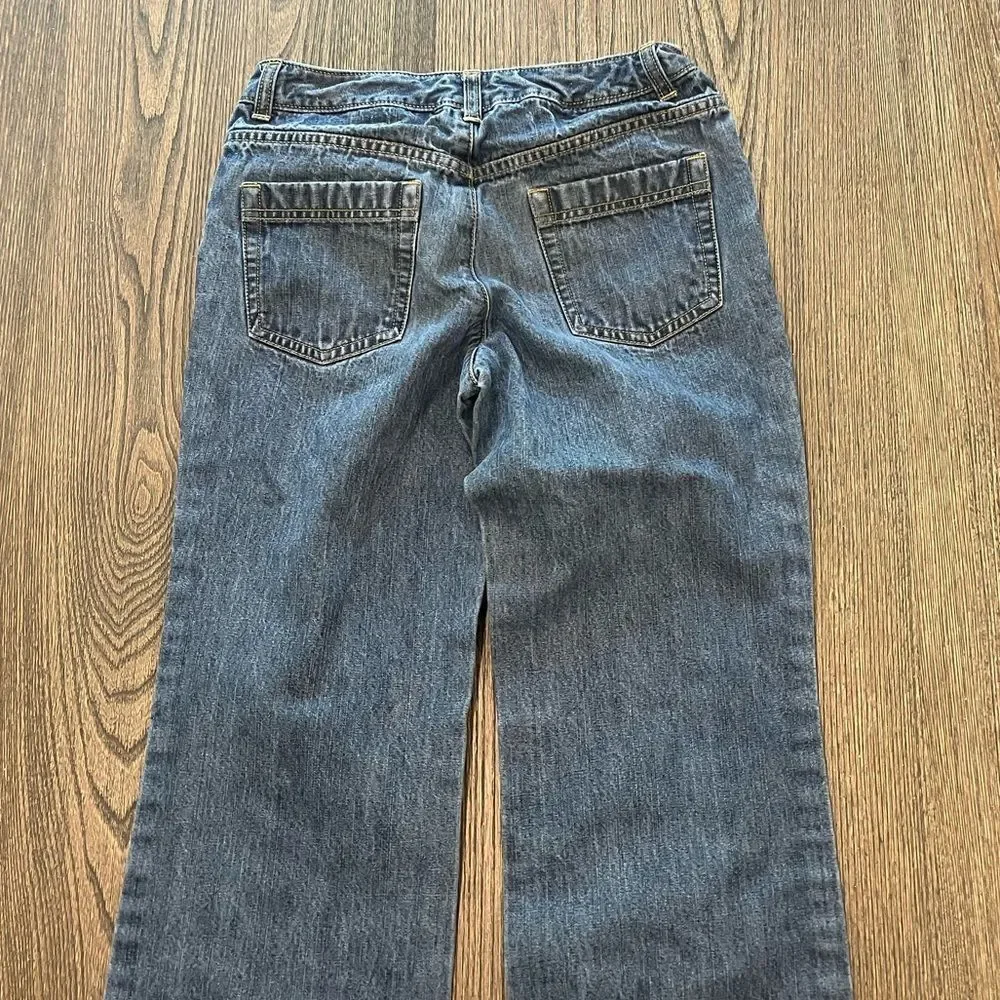Lands' End Kids Medium Wash Cotton Straight Leg Jeans Size 12